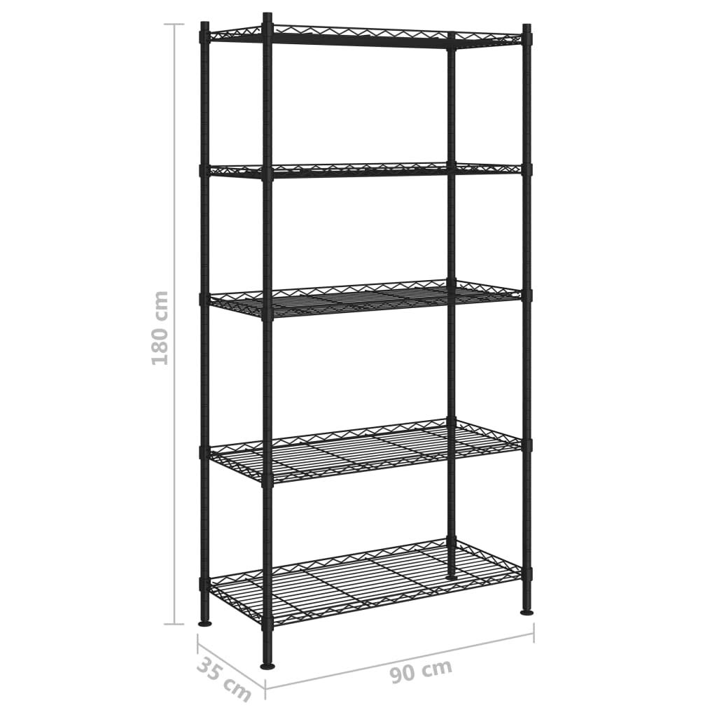 Générique Étagère de Rangement 5 Niveaux 90x35x180 cm Noir 250 kg,Entreprise & Industrie,Stockage Industriel,Étagères industrielles,Noir,10.5 KG,324624