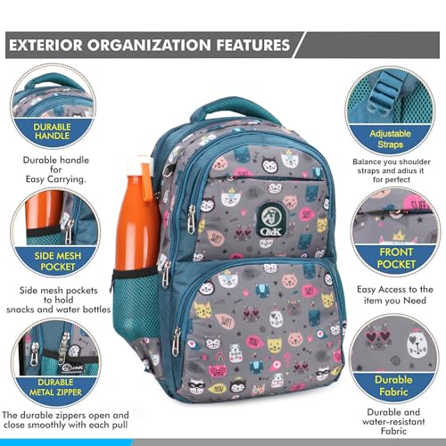 Chris & Kate Boys And Girls Multi-Print School Backpack - Handy For School, College, Everyday Use - Includes Free Stationery Pouch And Rain/Dust Cover, 32 liter - Image 3