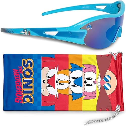 Sun-Staches Sega Sonic Sunglasses - Stylish, Comfortable & Durable UV-Protective Kids Glasses With Soft Carrying Case - Official Accessories for Boys