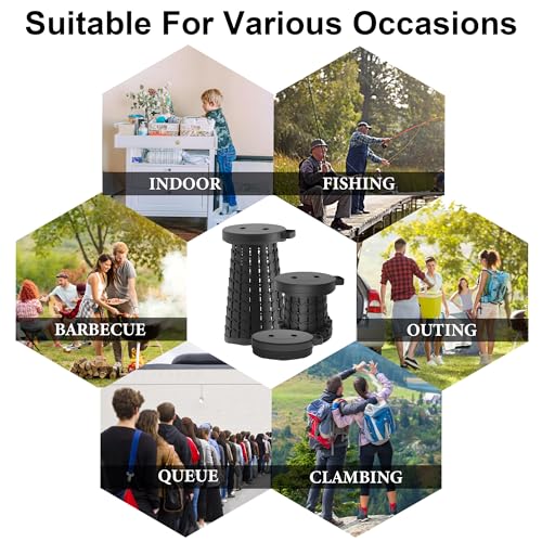 Image of 2026 Upgraded 18.1 inch Portable Folding Stool, Collapsible Stools, 600lbs Max Weight, Lightweight But Sturdy, Telescoping Foldable Camping Stool for Outdoor Fishing Hiking Travel BBQ