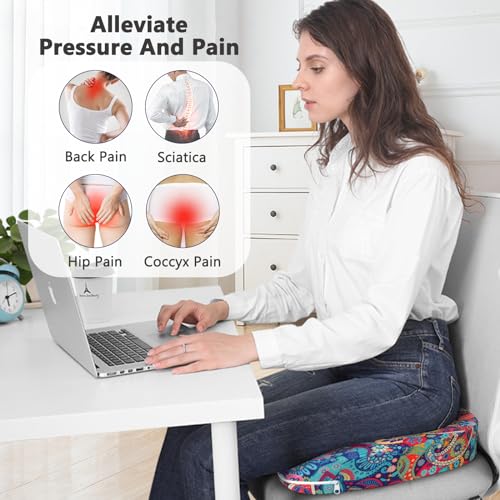 Image of Tailbone Pain Relief Cushion, Memory Foam Seat Cushion for Coccyx Sciatica Pain Pressure Relief Office Desk Chair