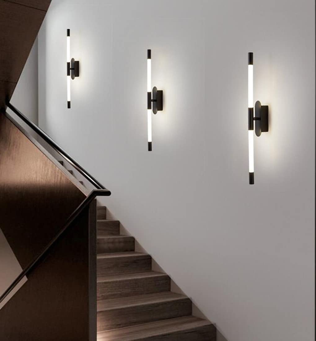 LED 10W Interior Moderno Aplique Minimalismo Apliques 3000K blanco cálido Aplique de pared para Salón dormitorio Escalera Pasillo 60 * 5cm,Negro