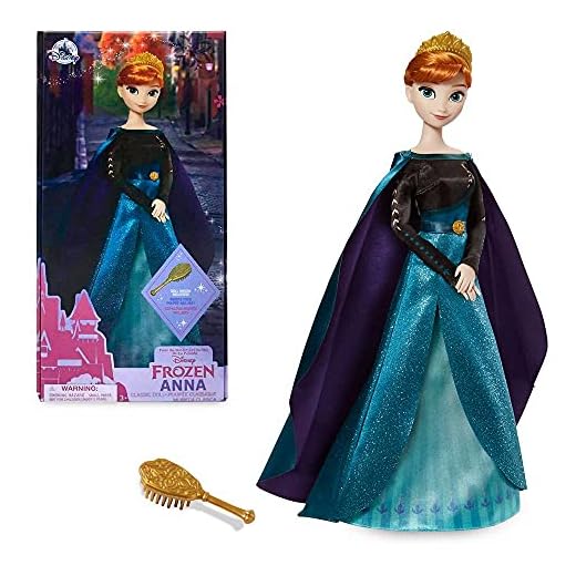 Disney Store Official Queen Anna Classic Doll for Kids, Frozen 2, 11 ½ Inches, Includes Golden Brush with Molded Details, Fully Posable Toy in Satin Dress - Suitable for Ages 3+