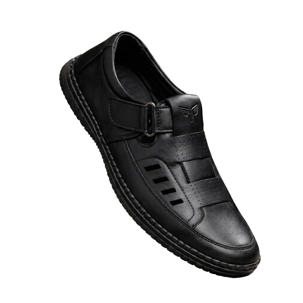 Sandals for Men | Casual Fisherman Sandal for Office & Everyday Comfort | Cushioned Grip Insole for All-Day Walking Support | Lightweight & Stylish Sandal for Travel and Outdoor Wear, Black, Size 7 UK, Casual, Flat, Slip Resistant-image-24