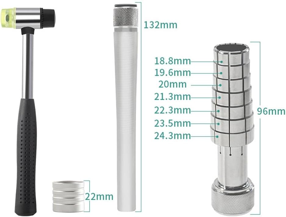 Ring Size Stretch Expander, Ring Correction Repair, with Rubber Hammer, 17-24Mm Magnifying Glass, for Jewelry Repair Tools