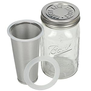 County Line Kitchen – Cold Brew Mason Jar Coffee Maker, Durable Glass, Heavy Duty Stainless Steel Filter – 1 Quart, 32…