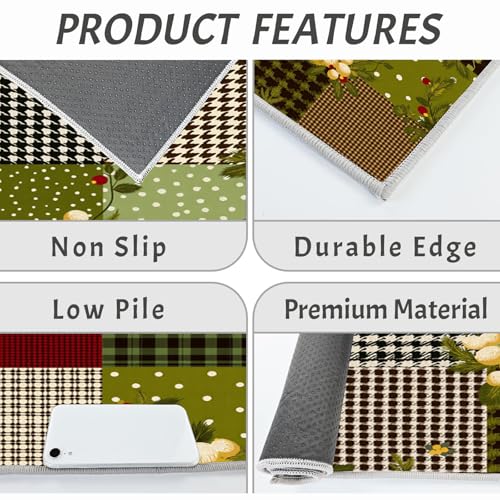Paillasson lavable avec patchwork vintage vert forêt pour repas chaleureux - 6