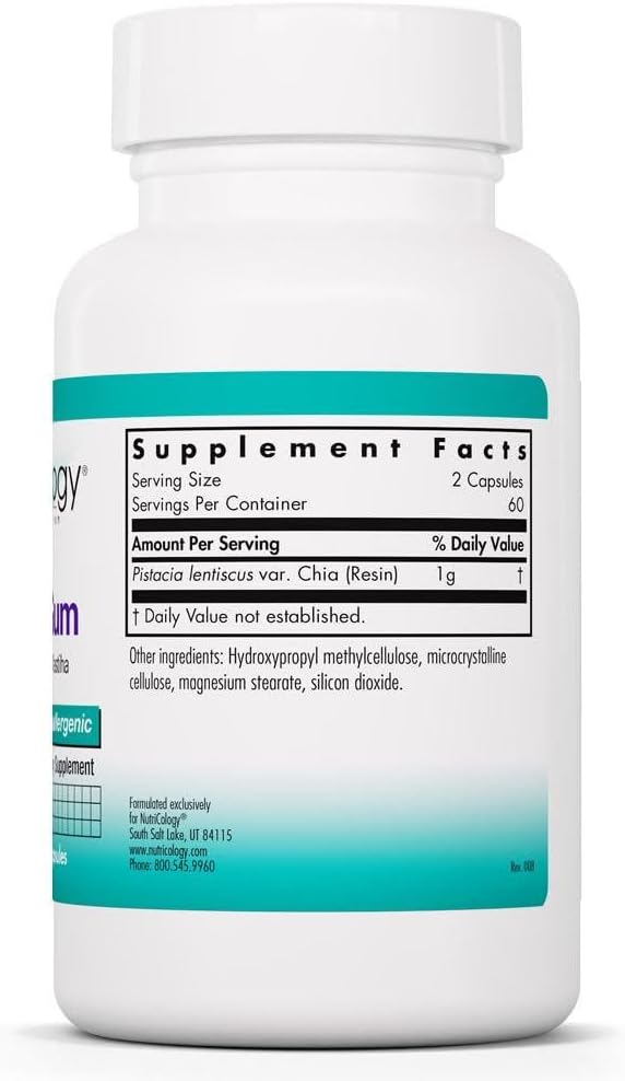 Allergy Research Group NutriCology Mastic Gum - Supports Digestive Comfort - Delivers 1000 mg Chios Mastic Gum Resin per Serving - Vegetarian & Hypoallergenic - 120 Servings - 240 Capsules