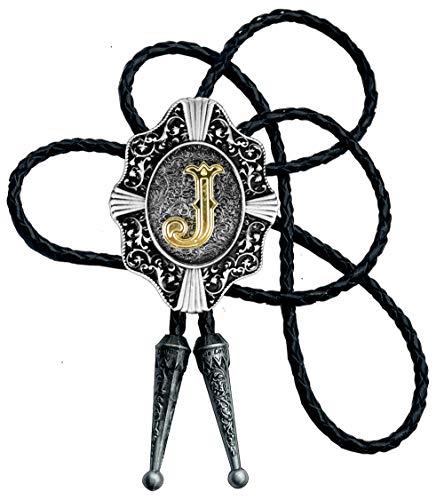 Moranse Golden Initial A to Z in Flower Nursery Cowboy Bolo Tie