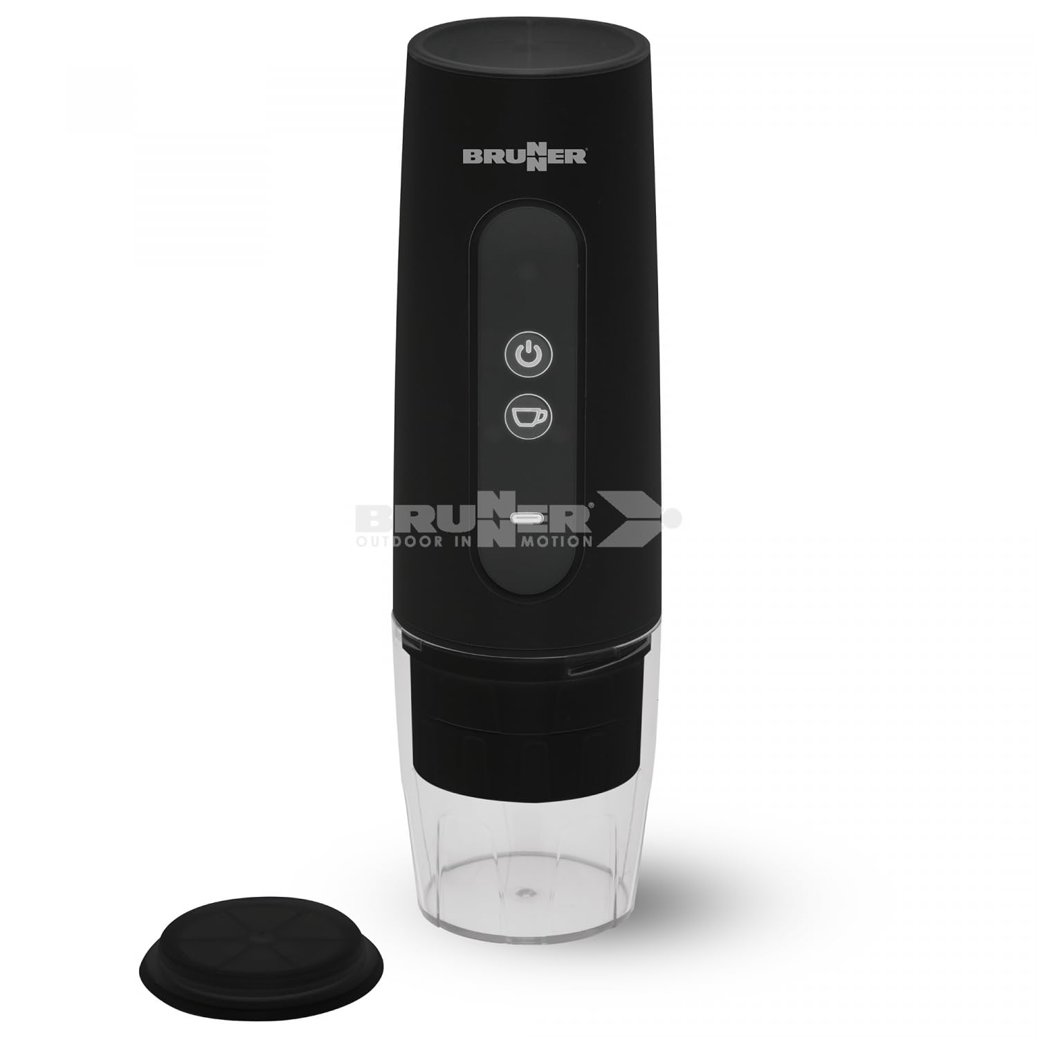 BRUNNER VIVAMOCA portable espresso machine extracting coffee into a cup