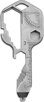 24 in 1 Multi Tool,Portable Stainless Steel Key Shaped Pocket Tool,Key Fob with Bottle Opener,Spanner Key Outdoor Survival Key Universal Tool,Mini Multi Tool Key