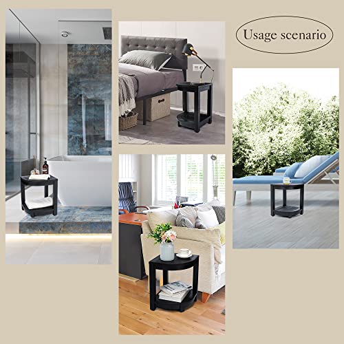 Lue Bona Adirondack Outdoor Side Table, Black Poly Patio End Table Weather Resistant, Morden 2-Tier Corner Side Table For Patio, Pool, Porch, Garden, Deck, Indoor Or Outdoor Use #TOP3