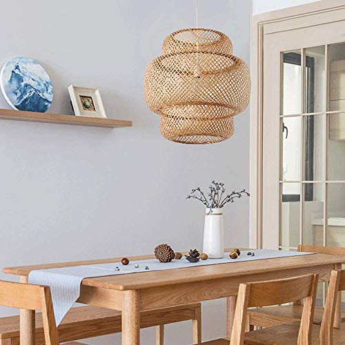 Lámpara de Mesa y Techo Hueca LED con Estilo Nórdico y Mimbre 3