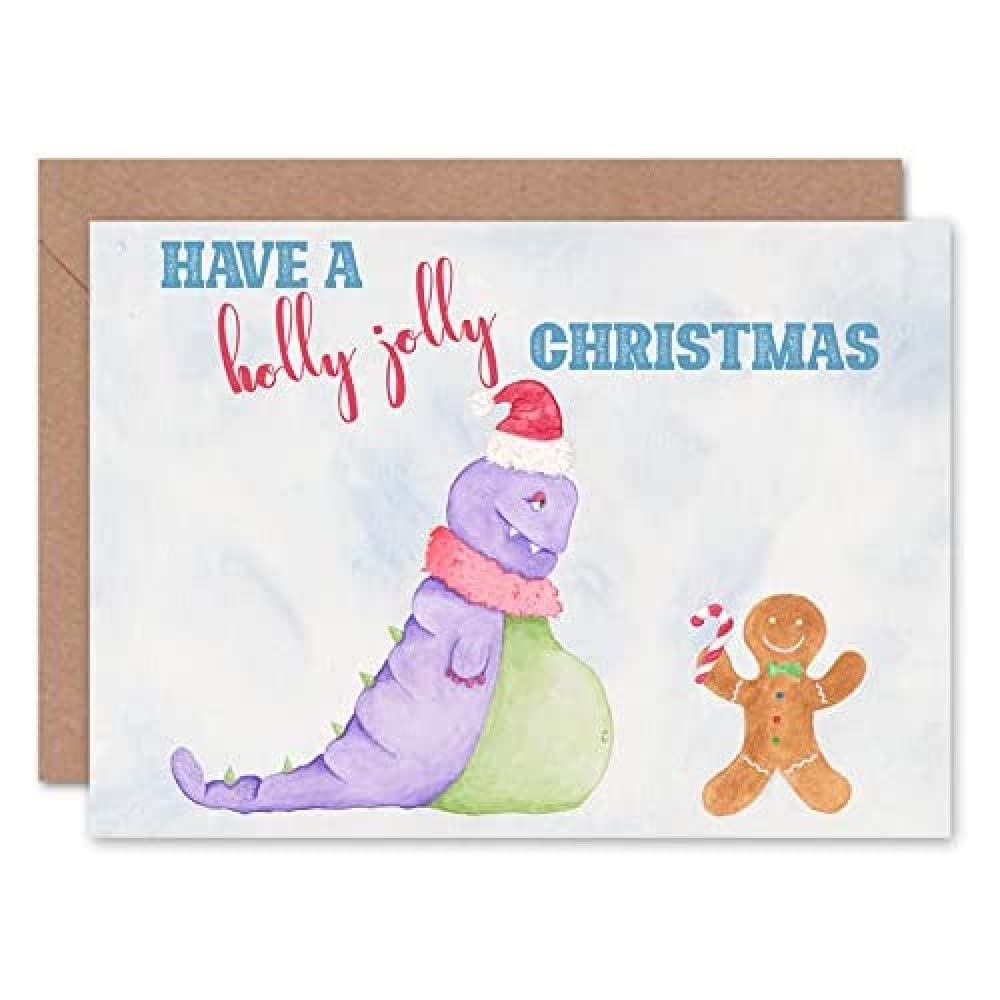 Wee Blue Coo Wee Wild Monsters Marigold Gingerbread Christmas Sealed Greeting Card Plus Envelope Blank inside