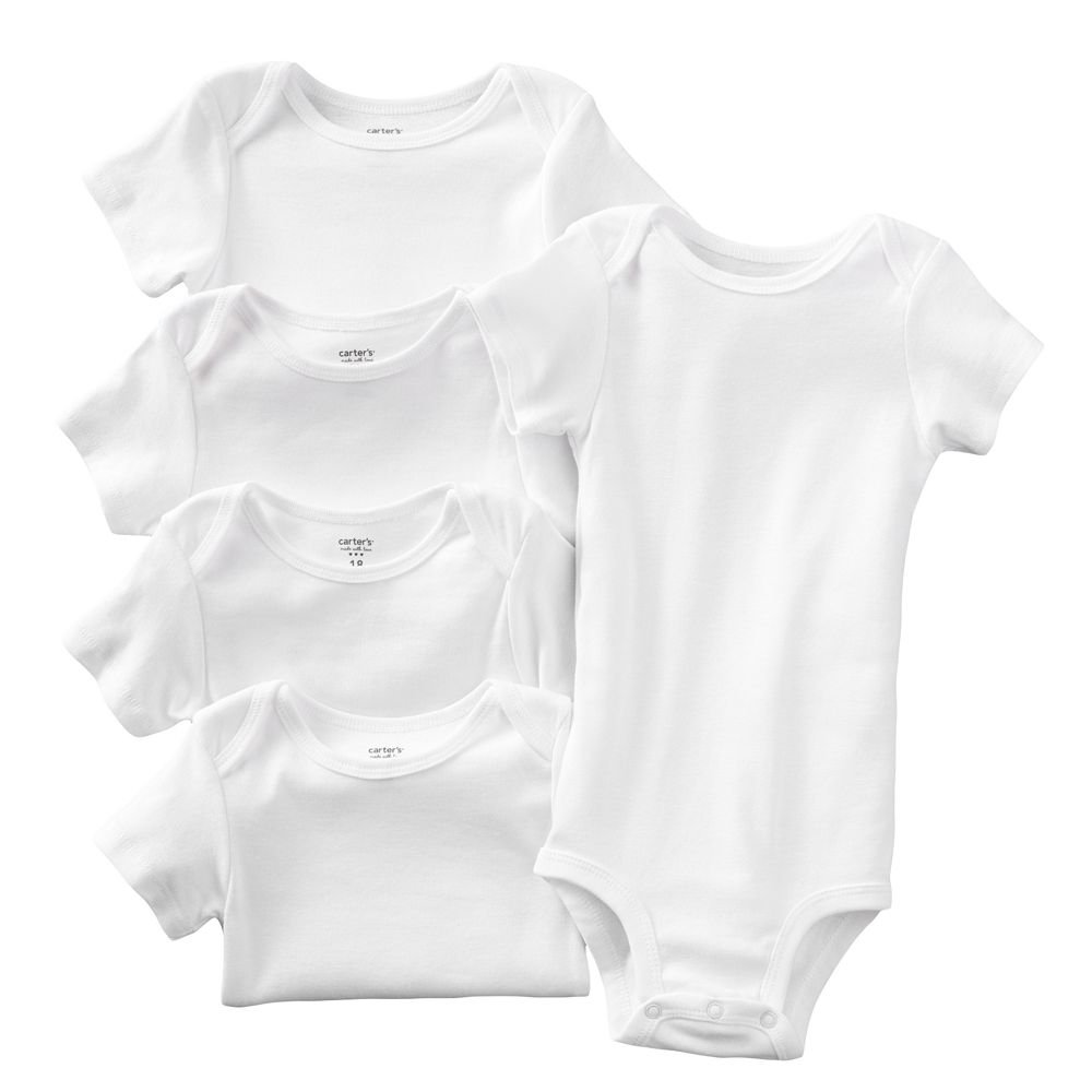 Carter's Little Layette 5 Pack White Short Sleeve Bodysuits - Size 24 Months