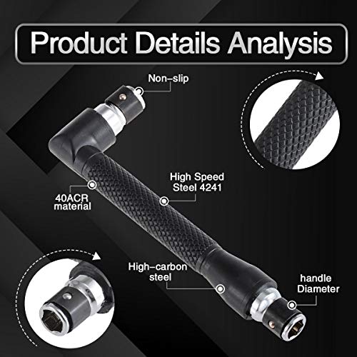 KATUR L-shape Socket Wrench Set Screwdriver and Bit Set, 1/4-Inch Drive, L-shaped Extension Handle Double Head Hex Socket Wrench for Routine Screwdriver Bits Utility Tool