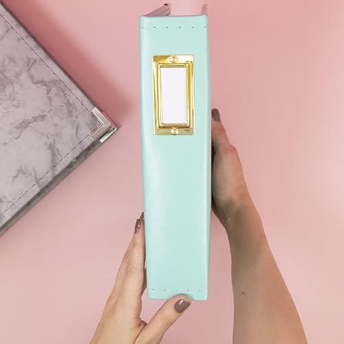 Miniatura 7 de Craftelier - Álbum de anillos de cuero ecológico con 5 fundas de plástico de 6" x 8" (15,24 x 20,32 cm)  2 sistemas de anillas en D de metal dorado