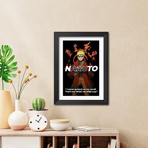 Image of TenorArts Naruto Uzumaki Poster Naruto Anime Quotes Laminated Photo Frame Painting with Matt Finish Black Textures (12 inches x 9inches)