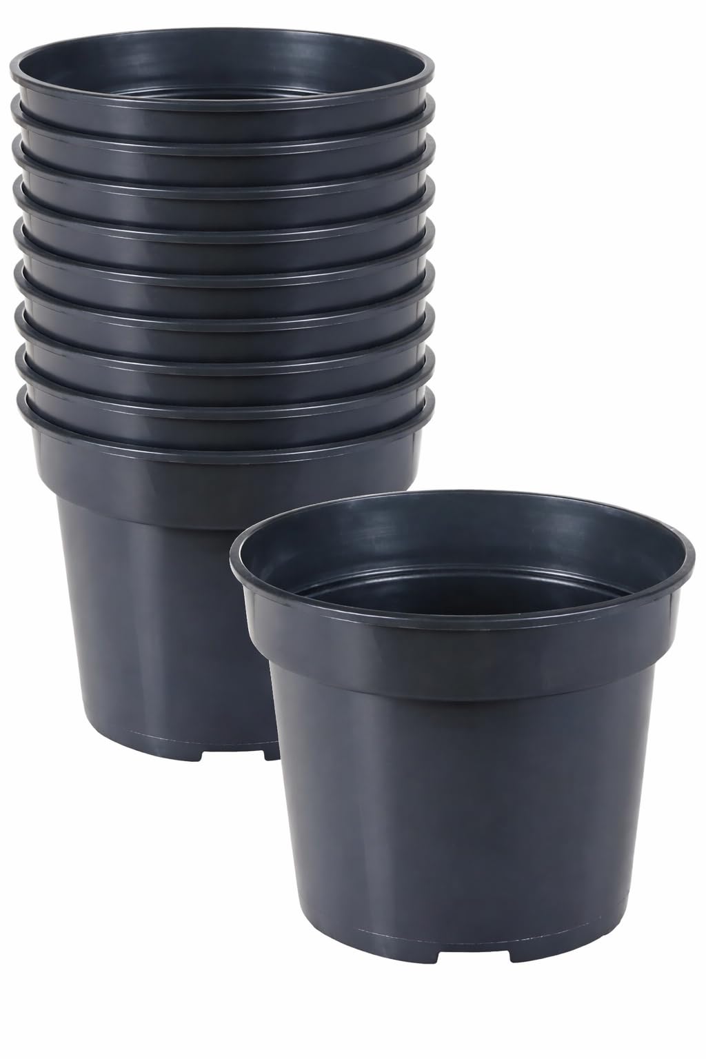 Muddy Hands Pack of 10 Black Plastic Plant Pots Outdoor Garden Round Nursery Herb Flower Planters (7.5 Litre)