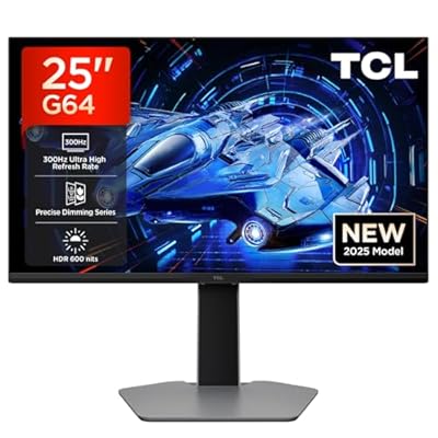 TCL 25" QD-Mini-LED 25G64 Gaming Monitor  Full HD Resolution  300Hz  Fast-IPS Panel  600-nit HDR  1ms GTG Response Time  AMD Freesync Premium  G-Sync Compatible