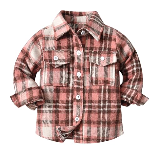 Camisa Niños, De Manga Larga para Y Niñas, Abrigo, Chaqueta A Cuadros, Tops con Botones De Solapa para, Prendas De Vestir, Estilo Minimalista # L