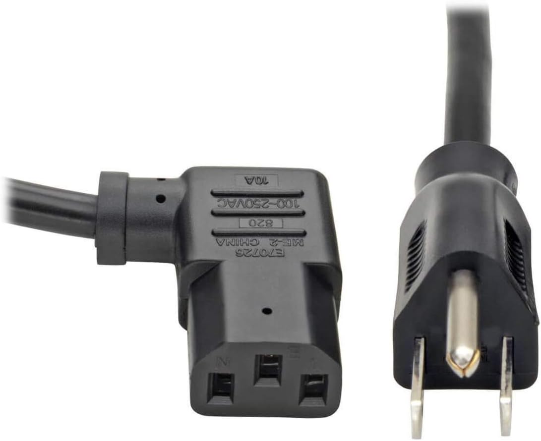 Tripp Lite Standard Computer Power Cord 10A,18AWG (NEMA 5-15P to Left Angle IEC-320-C13) 6-ft.(P006-006-13LA)