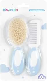Kit Pente e Escova para Bebê Cerdas Naturais