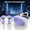 Silicone Cover Set Compatible with Oculus/Meta Quest 2 Accessories,Includes Controller Grips Button Caps & Face Cover, Shell Cover, Lens Cover, for Quest 2_Purple