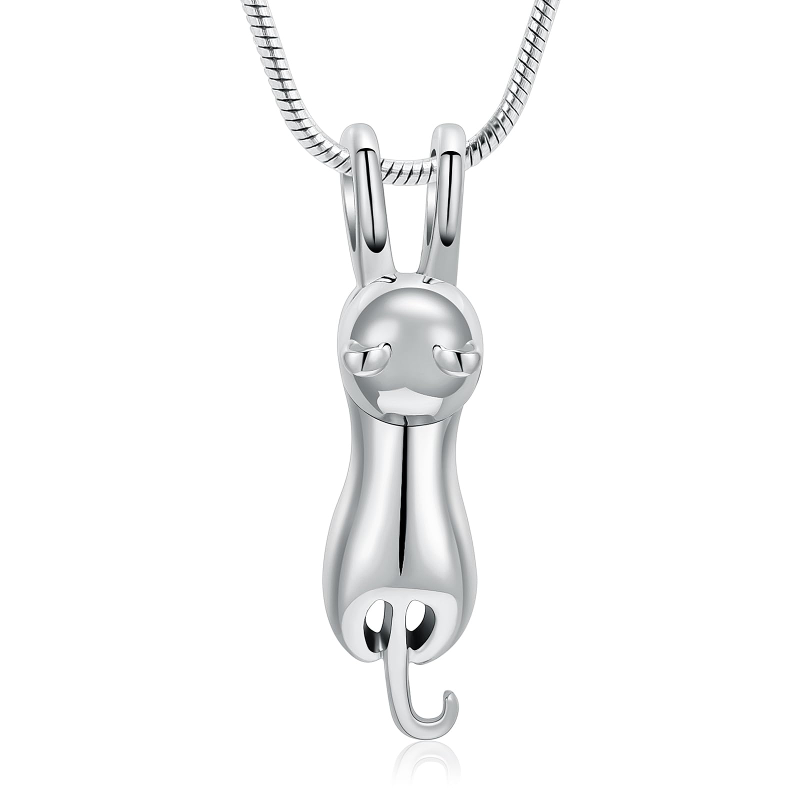 VCCWYQK Cat Cremation Urn Necklace for Ashes, Stainless Steel Memorial Pendant Keepsakes Jewelry for Ashes Holder