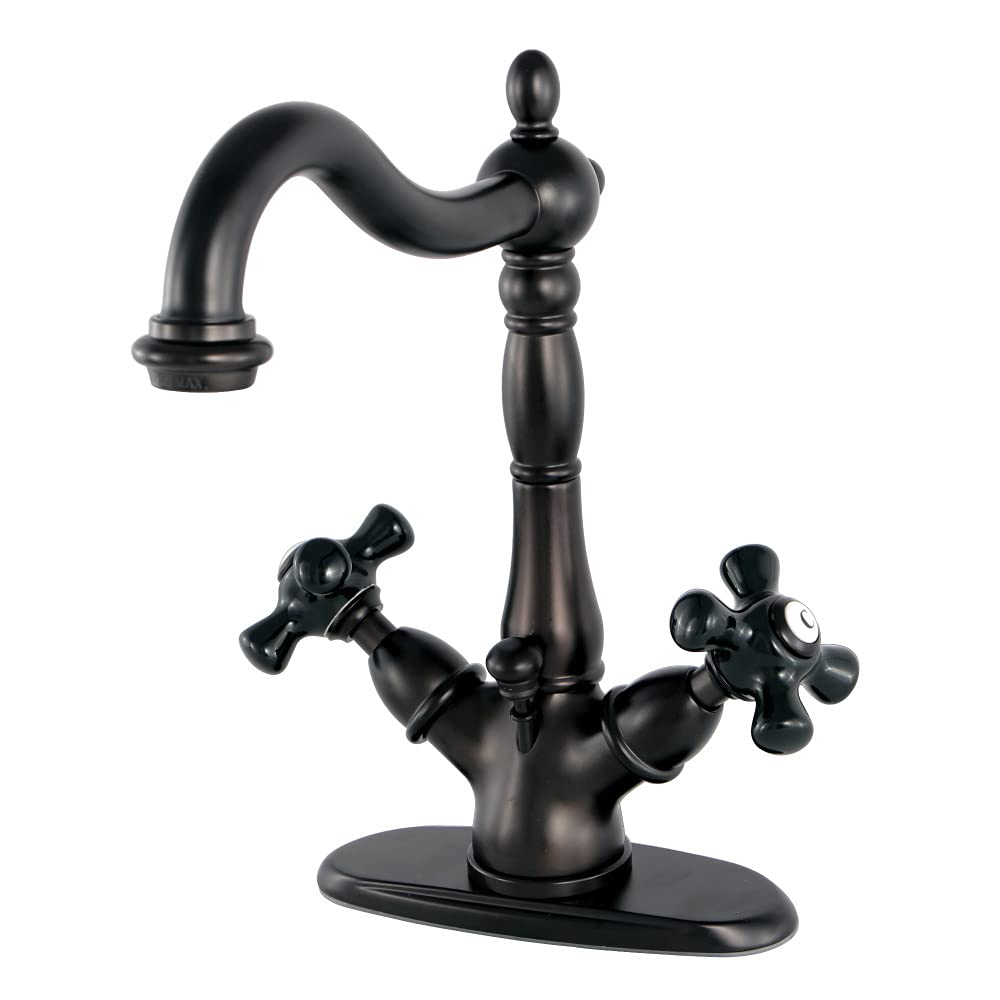Kingston Brass KS1435PKX Llave de Grifo de baño de 10,16 cm con válvula Clic-clac de latón, Bronce aceitado, 8-1/2"