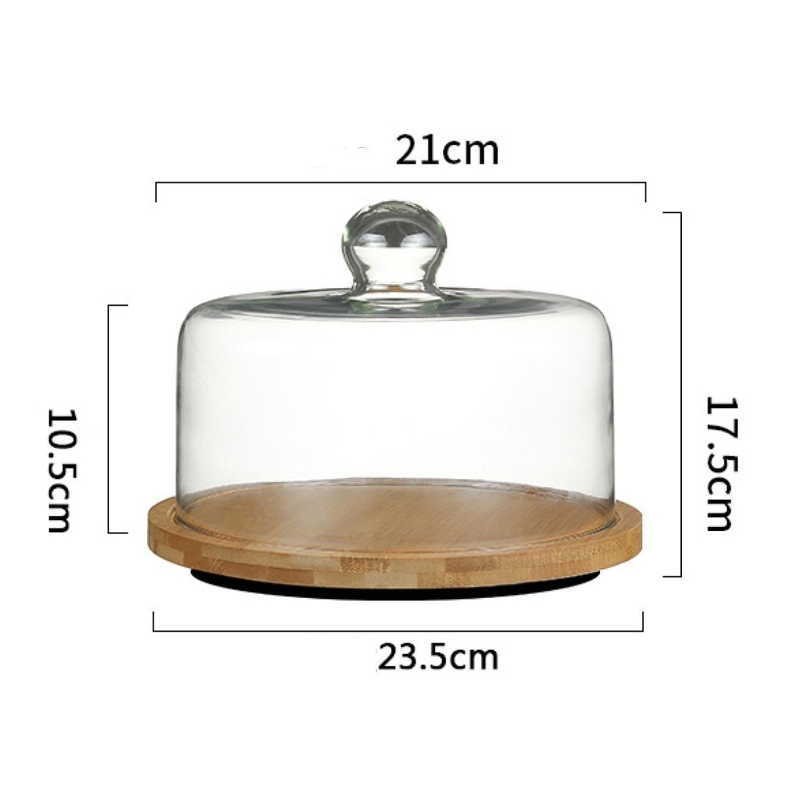 Soporte de Madera para Pasteles con Cúpula, Expositor Multiusos, Centro de Mesa, Plato para Servir, Bandeja para Servir para Tiendas Y Fiestas, 21x24cm