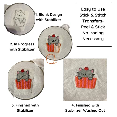 Image of Thanksgiving Fall Embroidery Design Transfers on Stick and Stitch Water Soluble Sewing Stabilizer Paper for Hand Embroidery Kit Thread Art Projects (Thanksgiving)