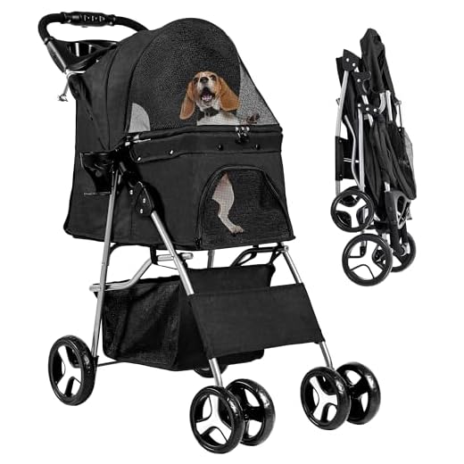 YITAHOME Carro Perro, Carrito para Perros, Cochecito de Viaje para Mascotas, Cochecito para Perros y Gatos con Cesta de Almacenamiento, Plegable Carro para Perros, Portátil Cochecito Perro (Negro)