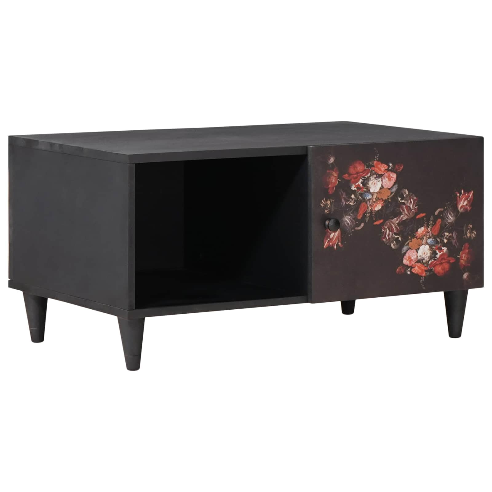 Table basse multicolore en bois de mangue massif avec boutons en laiton style chic