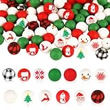 Christmas Themed Beads: Festive collection, including 108 solid color beads (red, green, white) and 28 print beads with classic Christmas elements Premium Material: Made of soft and elastic silicone, these beads are odorless and harmless, ensuring a ...
