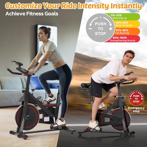 Exercise Bike Stationary Bikes for Home Cycling Bike Indoor Bike with Comfortable Seat Cushion LCD Monitor Silent Belt Drive 300 lbs Weight Capacity Heavy Flywheel - Image 4