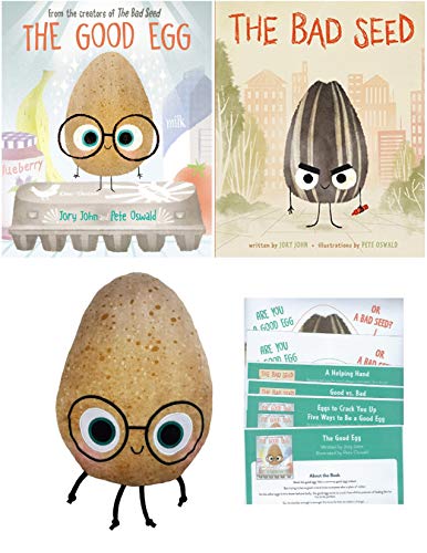 The Good Egg and The Bad Seed by Jory John 2 Childrens Hardcover Books , The Good Egg / Bad Seed Plush Flip Doll and Activity Pages Gift Set The Good Egg and The Bad Seed by Jory John 2 Childrens Hardcover Books , The Good Egg / Bad Seed Plush Flip Doll and Activity Pages Gift Set