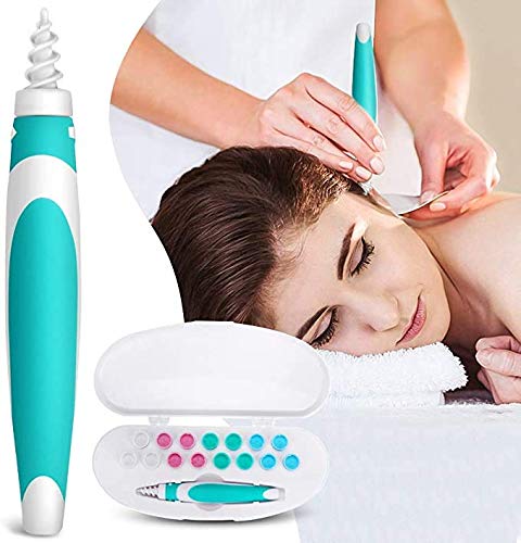 Ear Wax Remover, Upgraded Ear Wax Cleaner, Soft Silicone Spiral & Safe Earwax Removal Tool, q-tip Replacement, with 16 Replacement Heads, for Adults & Kids, for Family