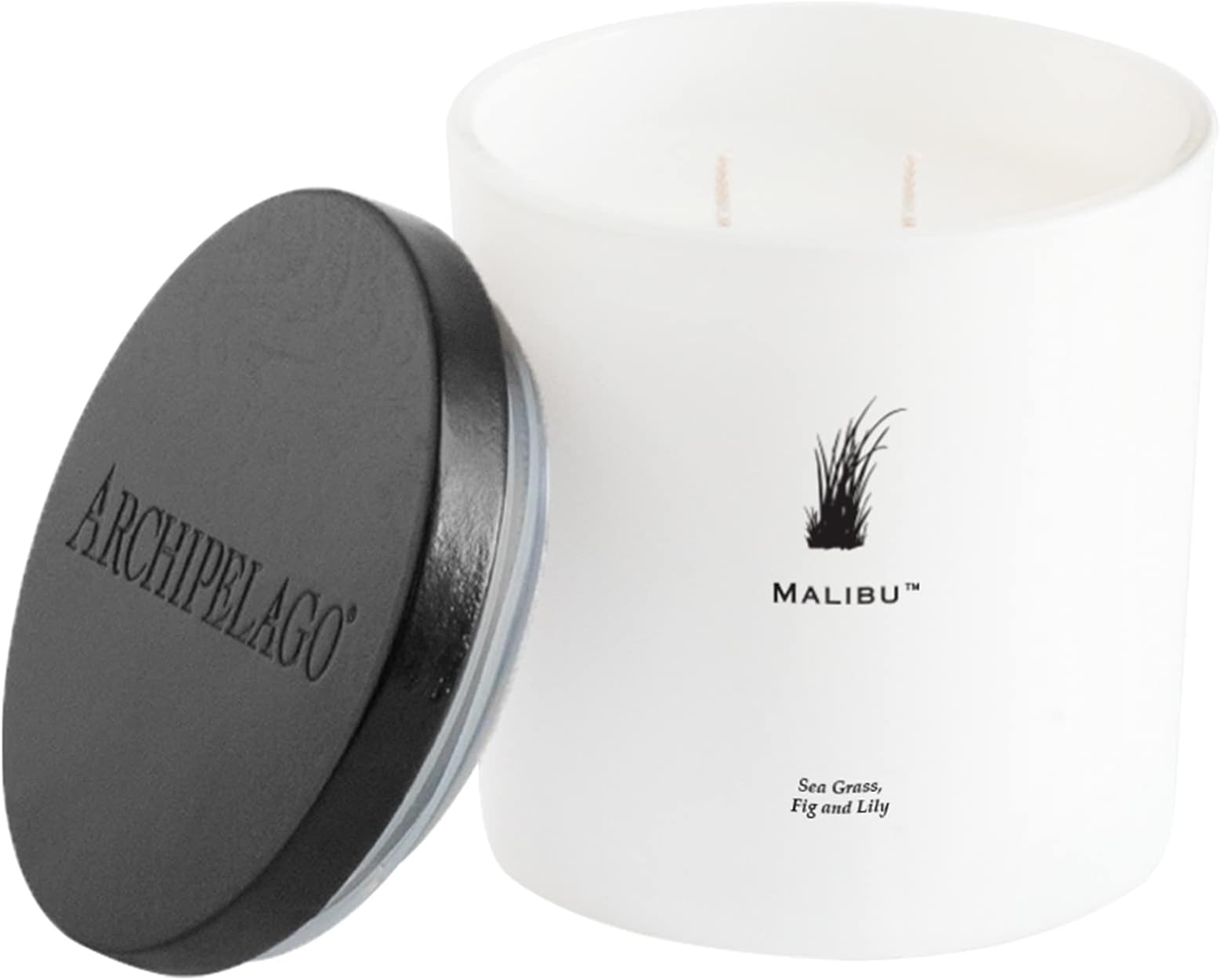 Malibu Luxe Candle, Sea Grass, White Fig and Lily Scent, Elegant White Glass Jar Candle, Coconut Wax, Double Wicks Burn 100 Hours (13 oz)