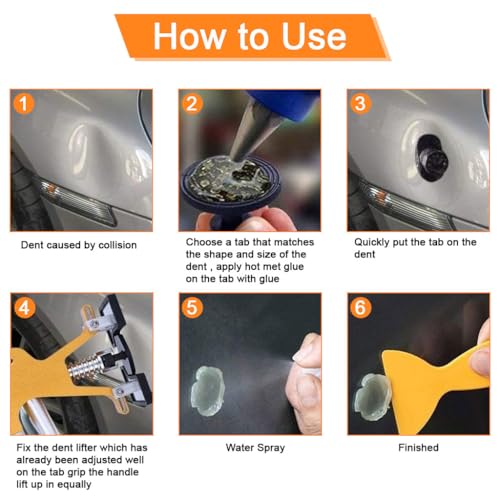 Image of STHIRA Car Dent Repair Tool Kit, Includes Manual Alloy Spring Loaded Dent Pulling Tool, Suction Cup Dent Puller, Hot Glue Gun, 18Pcs Dent Repair Pads, Scraping Tool