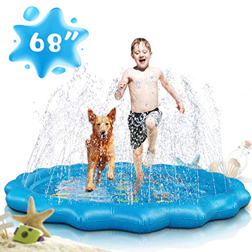BNT Splash Pad, Sprinkler for Kids and Toddler Pool for Learning  Childrens Sprinkler Pool, 68 Inflatable Swimming Pool  Alphabet Learning Water Toys for Kids Backyard