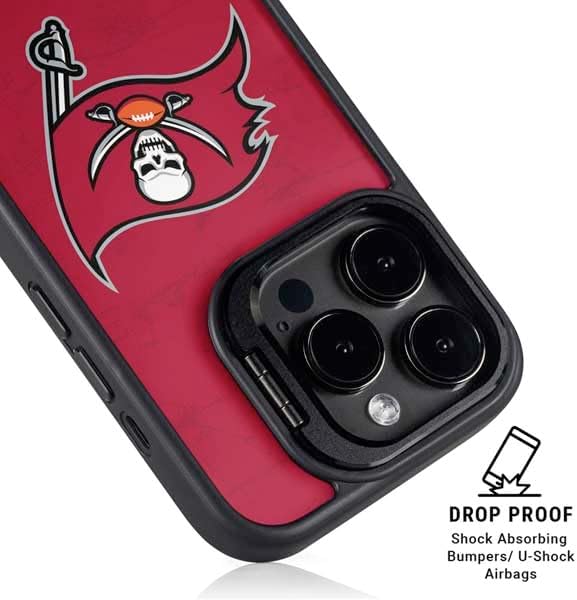 Skinit Kickstand Phone Case Compatible with iPhone 15 Pro Max - Officially Licensed NFL Tampa Bay Buccaneers Distressed Design