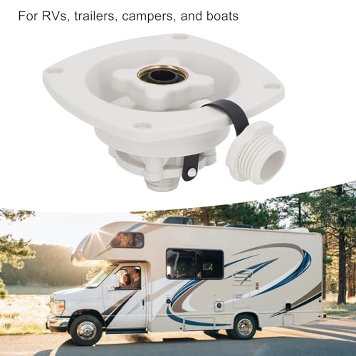 Image of RV City Water Inlet, Wall Mounted RV City Water Inlet Filler Connection Pressure Regulator, City Water Hookup for Marine Motorhome Trailer Boat (White)