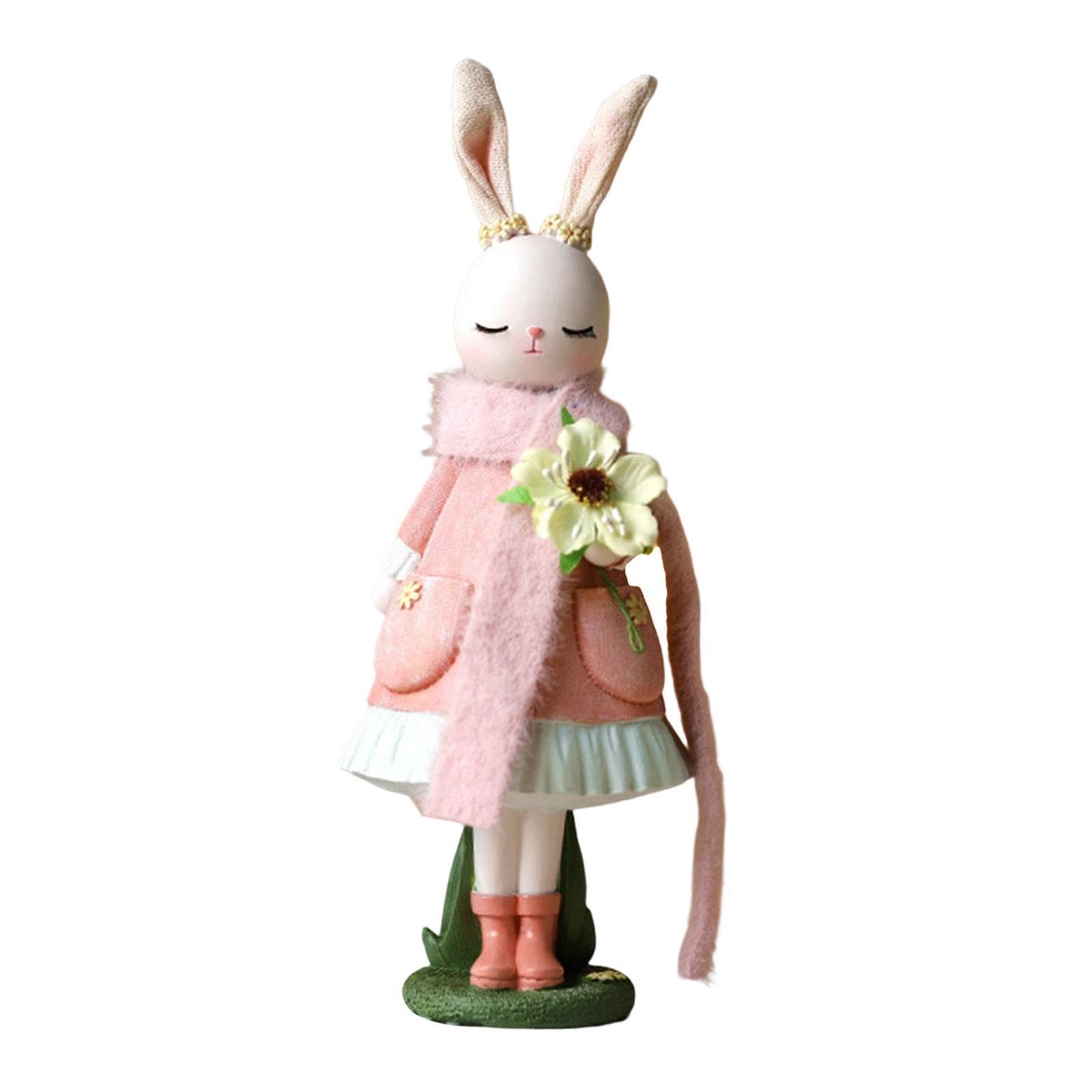 PUXZYAX Resin Rabbit Sculpture Decoration Artistic Easter Bunny Figurine For Trendy Homes Rabbit Figurine Sculpture Etc. Bedroom
