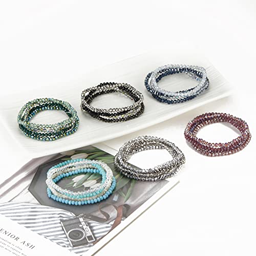 Noessla Beaded Boho Stretch Bracelet Colorful Stackable Crystal Beads Bracelets Trendy Costume Jewelry Mothers Day Gifts For Women (Dark Blue) #TOP6