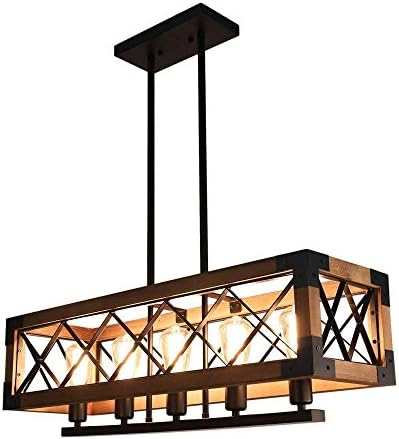 OYI 1 Farmhouse Hanging Fixture Retro Ceiling Light, Brown