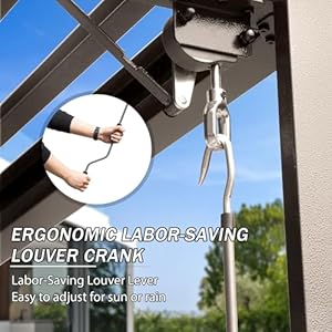 Domi Outdoor Louvered Pergola 10x16FT with Adjustable Steel Roof, Outdoor Aluminum Frame Rainproof Pergola for Backyard, Garden and Lawn,Brown Domi Outdoor Louvered Pergola 10x16FT with Adjustable Steel Roof Outdoor Aluminum Frame Rainproof Pergola for Backyard Garden and LawnBrown