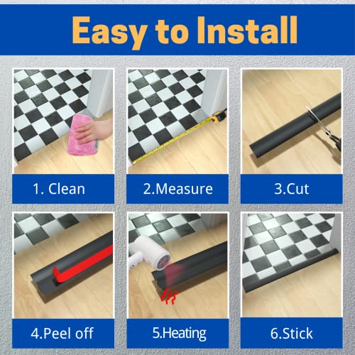 coukiu 328ft pvc floor transition strip peel and stick molding trim for threshold transitions with a height less than 5 mm02in carpet amp floor edging trim carpet to tile transition stripblack