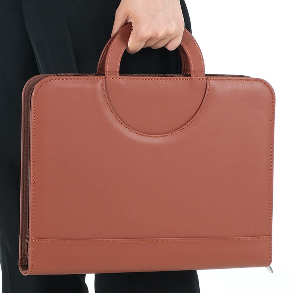IBOWZ Cartella per Documenti in Pelle A4 Raccoglitore per Portafoglio Cartella Portadocumenti con Cerniera Portadocumenti Borsa Organizer per Donna Uomo Business School Office
