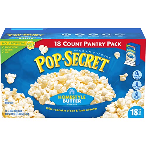 Image of Pop Secret Microwave Popcorn, Homestyle Butter Flavor, 3 Oz Sharing Bags, 18 Ct (Pack of 2)